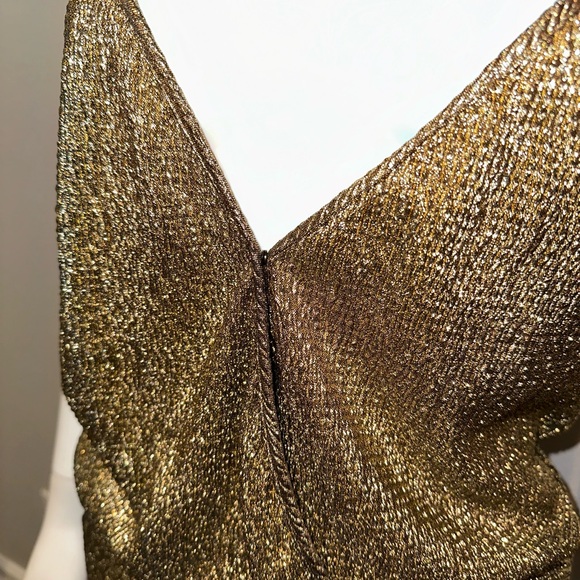 ALEXIS *Vander* gold lame 70s 80s disco style holiday party jumpsuit S *RARE* - Picture 4 of 7
